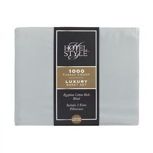 NWT 1000 Thread Count Soft Silver Egyptian Cotton Luxury Bed Sheet Set, King